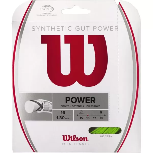 imageWILSON Synthetic Gut Power Tennis String  Set and 200m Reel 16 and 17 GaugeLime Green