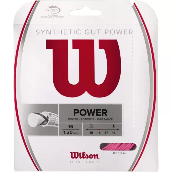 imageWILSON Synthetic Gut Power Tennis String  Set and 200m Reel 16 and 17 GaugePink