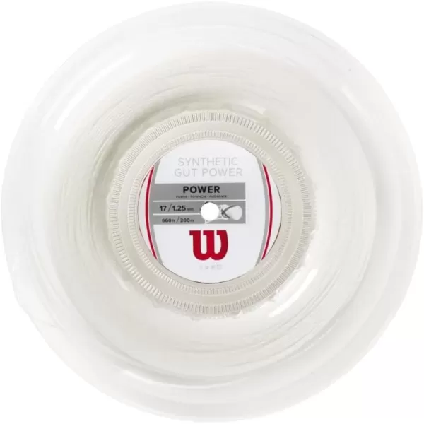 imageWILSON Synthetic Gut Power Tennis String  Set and 200m Reel 16 and 17 GaugeWhite