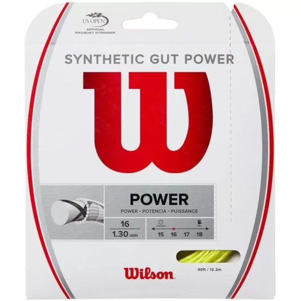 imageWILSON Synthetic Gut Power Tennis String  Set and 200m Reel 16 and 17 GaugeYellow