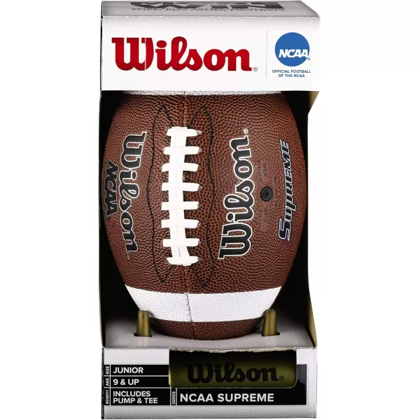 imageWilson NCAA Supreme Composite Leather Football w Pump ampamp Tee  Junior Size Brown