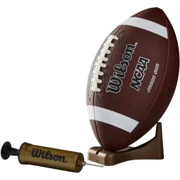 imageWilson NCAA Supreme Composite Leather Football w Pump ampamp Tee  Junior Size Brown