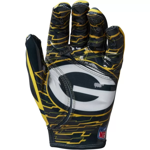 imageWILSON NFL Stretch Fit Football Gloves  Youth and Adult SizesGreen Bay Packers