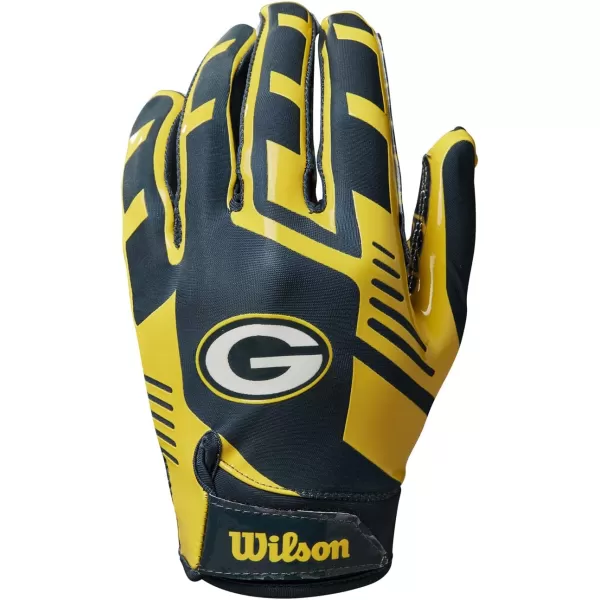 imageWILSON NFL Stretch Fit Football Gloves  Youth and Adult SizesGreen Bay Packers