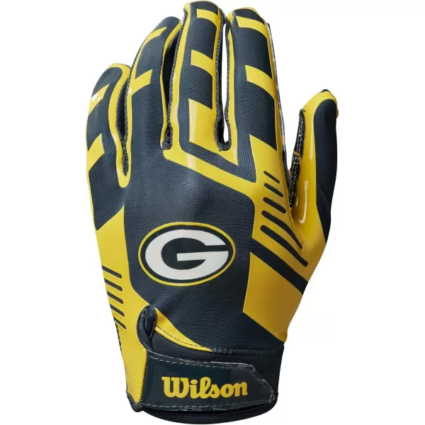 imageWILSON NFL Stretch Fit Football Gloves  Youth and Adult SizesGreen Bay Packers