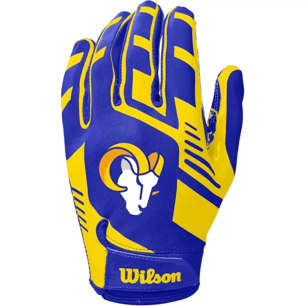 imageWILSON NFL Stretch Fit Football Gloves  Youth and Adult SizesLos Angeles Rams