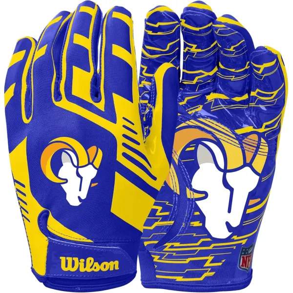 imageWILSON NFL Stretch Fit Football Gloves  Youth and Adult SizesLos Angeles Rams