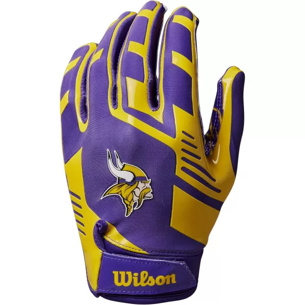 imageWILSON NFL Stretch Fit Football Gloves  Youth and Adult SizesMinnesota Vikings