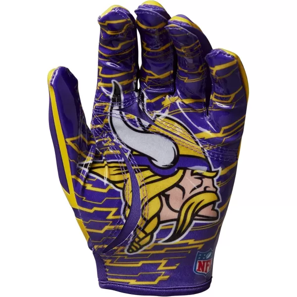 imageWILSON NFL Stretch Fit Football Gloves  Youth and Adult SizesMinnesota Vikings