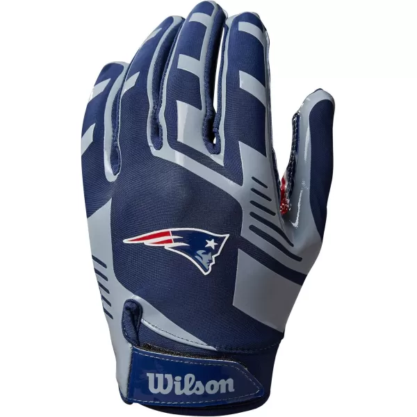 imageWILSON NFL Stretch Fit Football Gloves  Youth and Adult SizesNew England Patriots