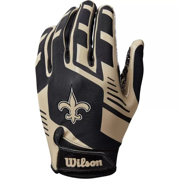 imageWILSON NFL Stretch Fit Football Gloves  Youth and Adult SizesNew Orleans Saints