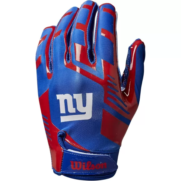 imageWILSON NFL Stretch Fit Football Gloves  Youth and Adult SizesNew York Giants