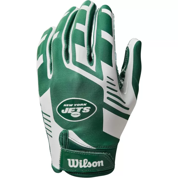 imageWILSON NFL Stretch Fit Football Gloves  Youth and Adult SizesNew York Jets