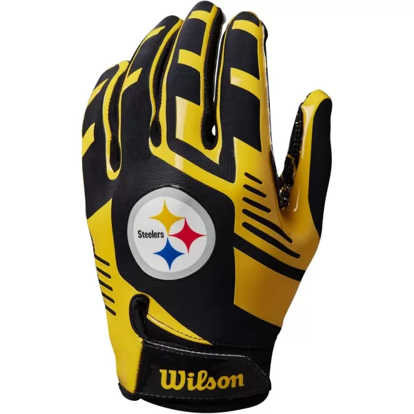 imageWILSON NFL Stretch Fit Football Gloves  Youth and Adult SizesPittsburgh Steelers