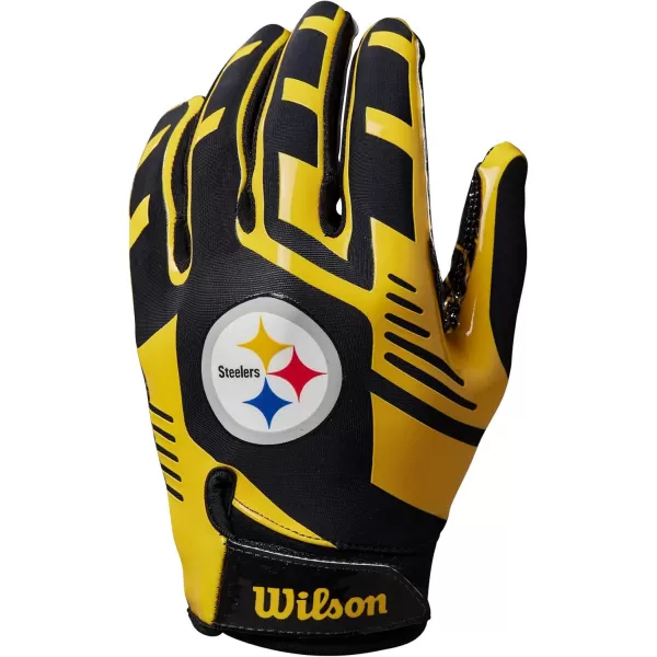 imageWILSON NFL Stretch Fit Football Gloves  Youth and Adult SizesPittsburgh Steelers