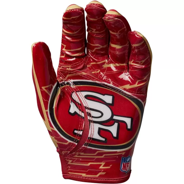 imageWILSON NFL Stretch Fit Football Gloves  Youth and Adult SizesSan Francisco 49ers