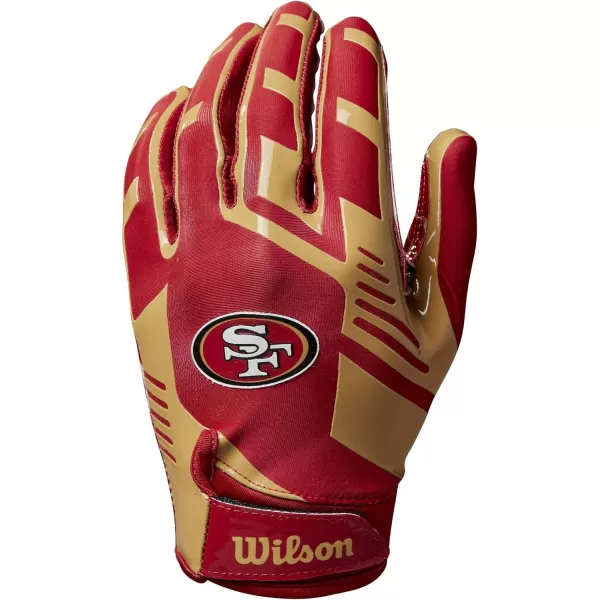 imageWILSON NFL Stretch Fit Football Gloves  Youth and Adult SizesSan Francisco 49ers