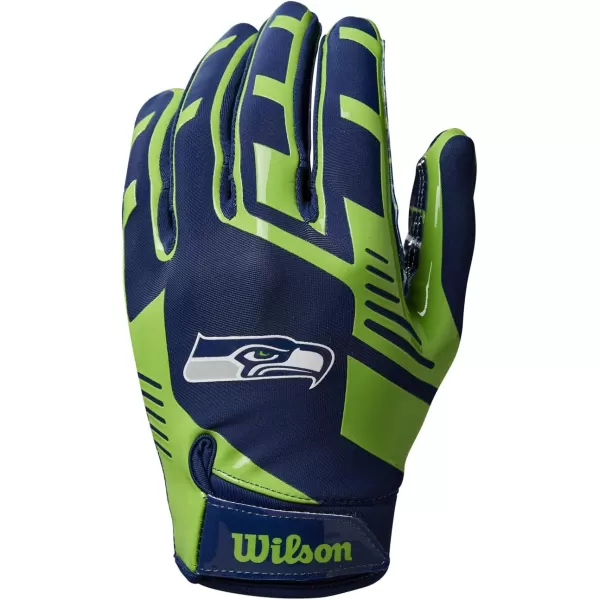 imageWILSON NFL Stretch Fit Football Gloves  Youth and Adult SizesSeattle Seahawks