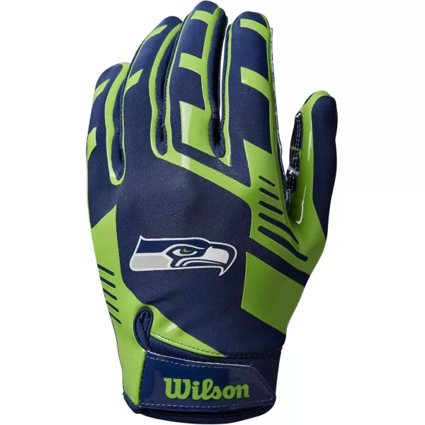 imageWILSON NFL Stretch Fit Football Gloves  Youth and Adult SizesSeattle Seahawks