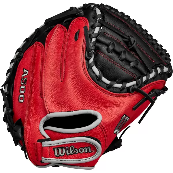 imageWilson A500 32quot Youth Baseball Catchers Mitt  Right Hand Throw BlackRedGrey