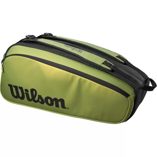 imageWILSON Blade V8 Super Tour Tennis Racket Bag  GreenBlack Holds up to 9 Rackets