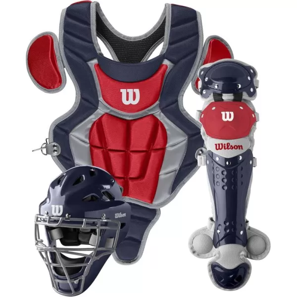 imageWILSON C200 Youth 3Piece Catchers Gear SetNavyScarlet