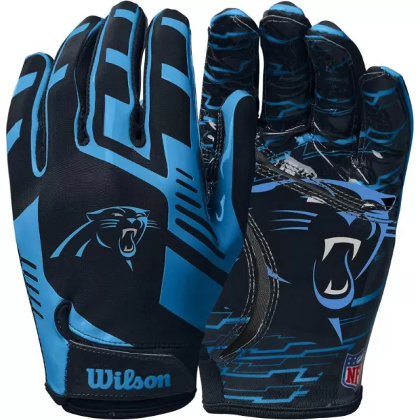 imageWILSON NFL Stretch Fit Football Gloves  Youth and Adult SizesCarolina Panthers