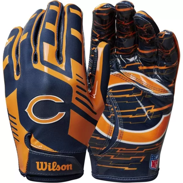 imageWILSON NFL Stretch Fit Football Gloves  Youth and Adult SizesChicago Bears