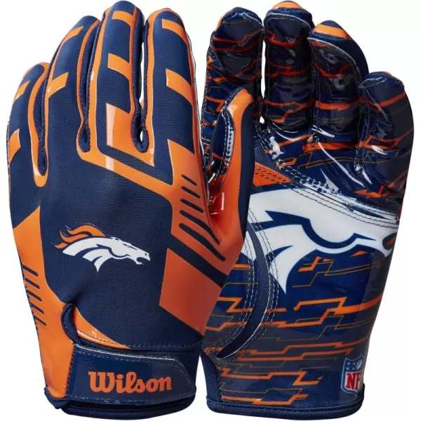 imageWILSON NFL Stretch Fit Football Gloves  Youth and Adult SizesDenver Broncos