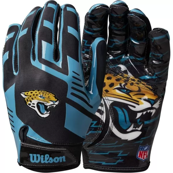 imageWILSON NFL Stretch Fit Football Gloves  Youth and Adult SizesJacksonville Jaguars