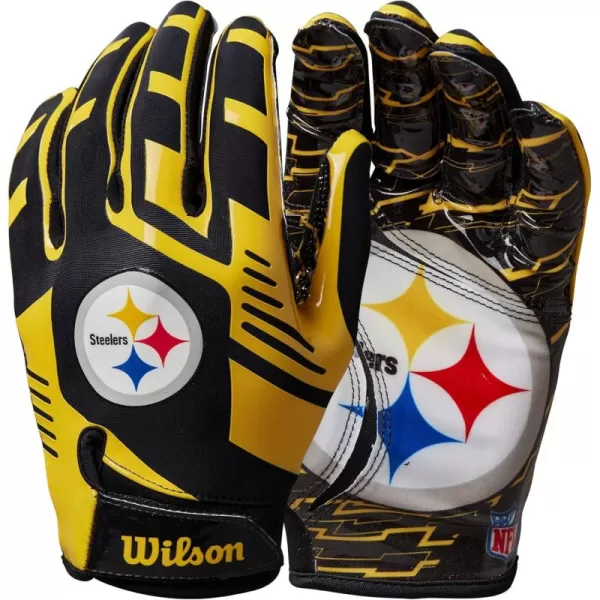 imageWILSON NFL Stretch Fit Football Gloves  Youth and Adult SizesPittsburgh Steelers