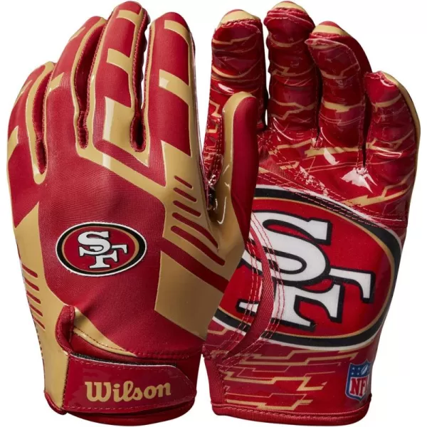 imageWILSON NFL Stretch Fit Football Gloves  Youth and Adult SizesSan Francisco 49ers