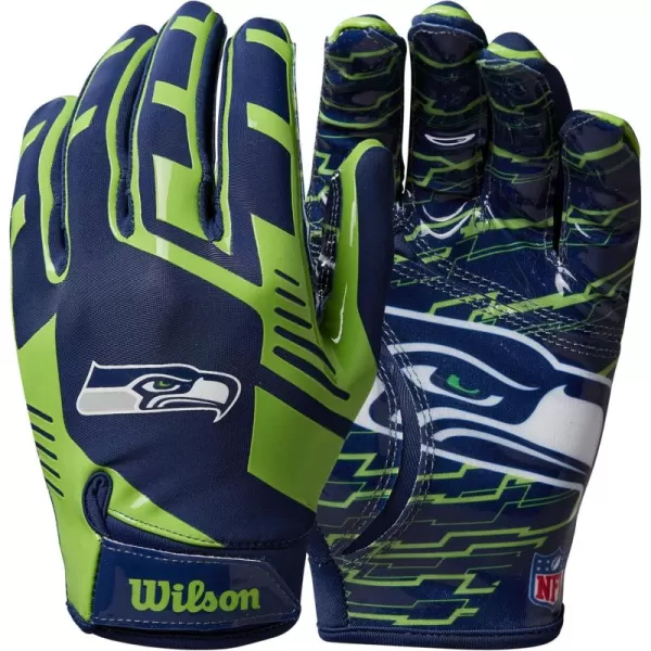 imageWILSON NFL Stretch Fit Football Gloves  Youth and Adult SizesSeattle Seahawks