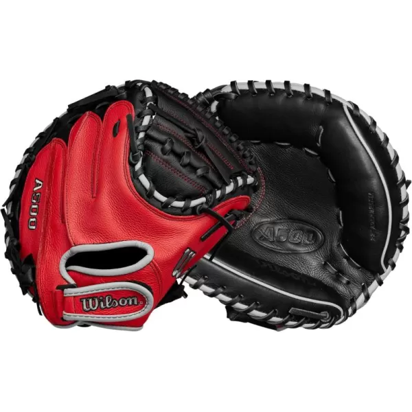 imageWilson A500 32quot Youth Baseball Catchers Mitt  Right Hand Throw BlackRedGrey