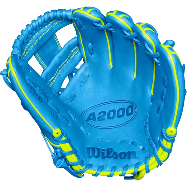 imageWilson 2024 A2000 Infield Baseball Gloves  1125quot 115quot 1175quot and 12quotSky BlueOptic Yellow