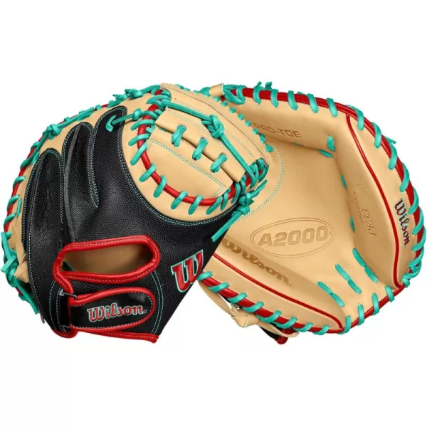 imageWilson 2024 A2000 Baseball Catchers Mitts  33quot and 335quotBlackBlondeRedTeal