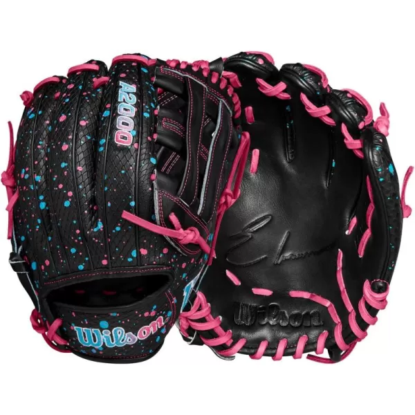 imageWilson 2024 A2000 Infield Baseball Gloves  1125quot 115quot 1175quot and 12quotPink  Blue SplatterBlack