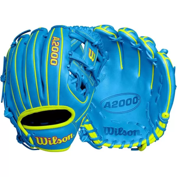 imageWilson 2024 A2000 Infield Baseball Gloves  1125quot 115quot 1175quot and 12quotSky BlueOptic Yellow