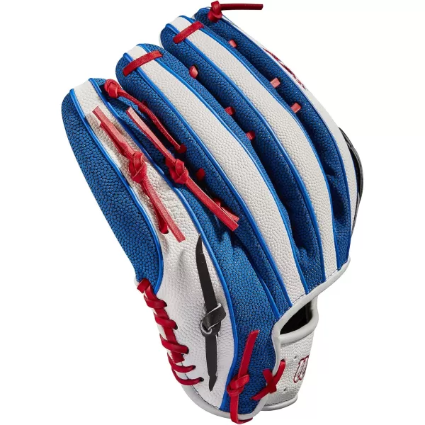 imageWilson A2K Game Model Outfield Baseball Gloves  Juan Soto and Mookie BettsBlackWhiteBlue