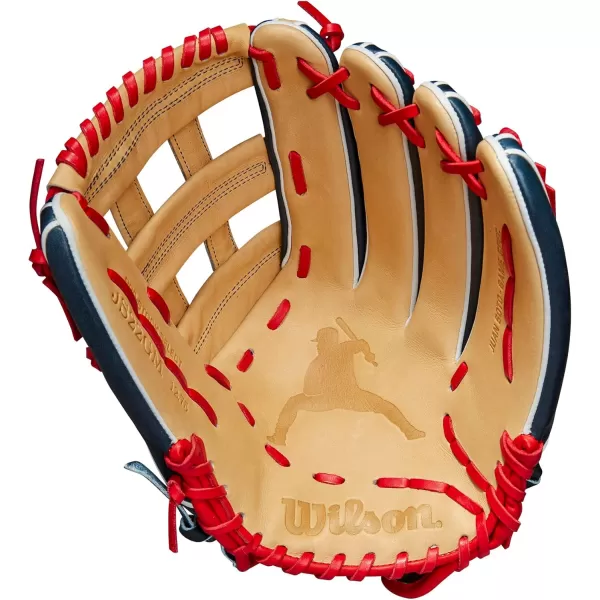 imageWilson A2K Game Model Outfield Baseball Gloves  Juan Soto and Mookie BettsBlondeBlackRed