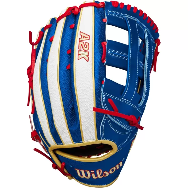 imageWilson A2K Game Model Outfield Baseball Gloves  Juan Soto and Mookie BettsBlueWhiteRed