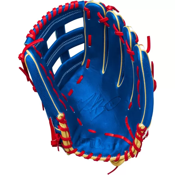 imageWilson A2K Game Model Outfield Baseball Gloves  Juan Soto and Mookie BettsBlueWhiteRed