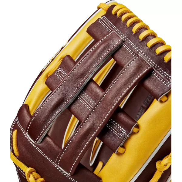 imageWilson A2K Game Model Outfield Baseball Gloves  Juan Soto and Mookie BettsYellowBrown