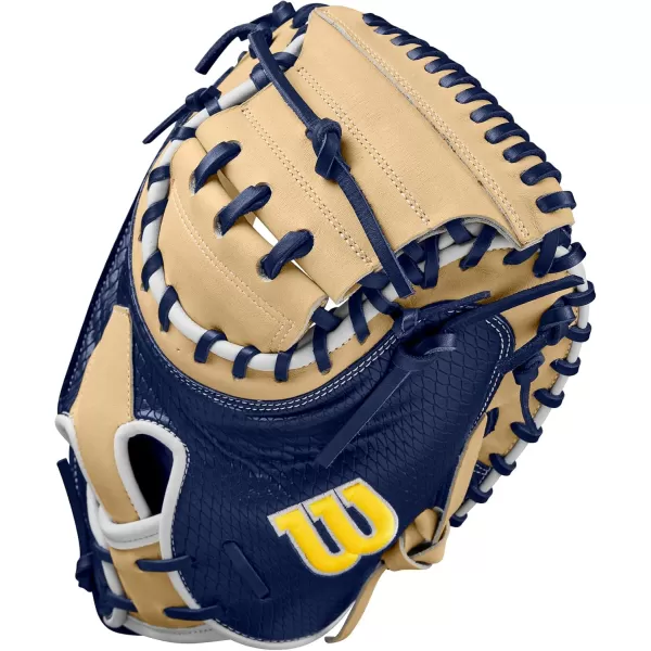 imageWilson Winter 2024 A2000 SA34SS 34quot Baseball Catchers Mitt  NavyBlonde Right Hand Throw