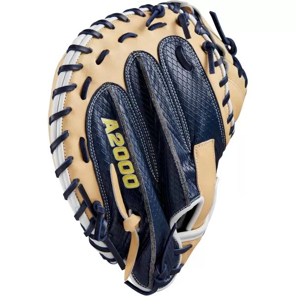 imageWilson Winter 2024 A2000 SA34SS 34quot Baseball Catchers Mitt  NavyBlonde Right Hand Throw