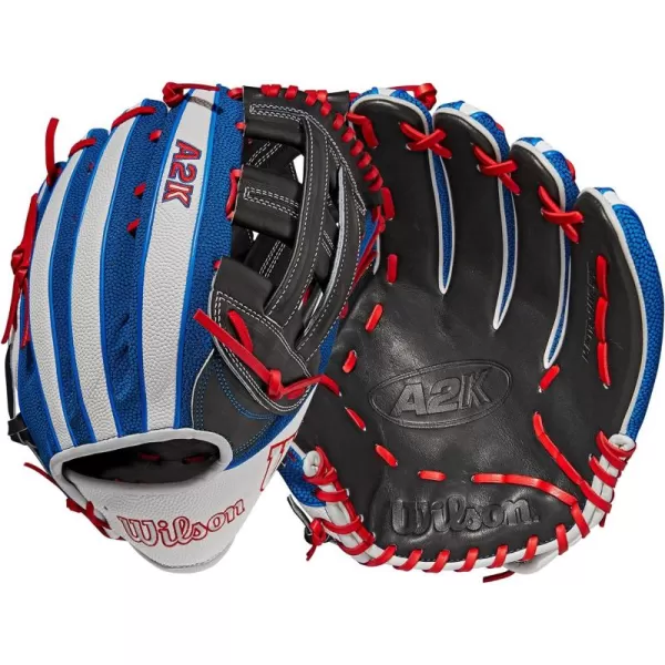 imageWilson A2K Game Model Outfield Baseball Gloves  Juan Soto and Mookie BettsBlackWhiteBlue