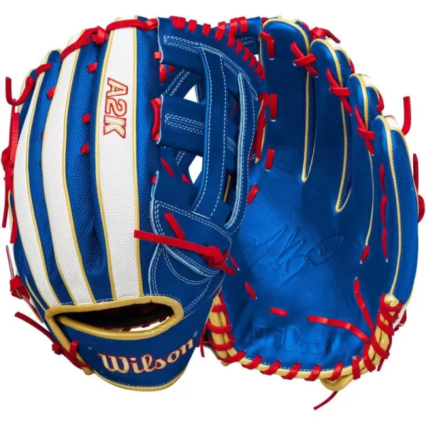 imageWilson A2K Game Model Outfield Baseball Gloves  Juan Soto and Mookie BettsBlueWhiteRed