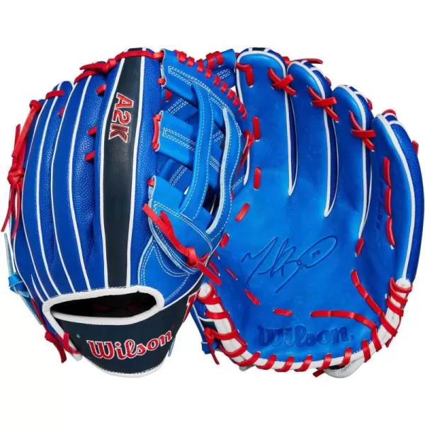 imageWilson A2K Game Model Outfield Baseball Gloves  Juan Soto and Mookie BettsRoyalNavyRed