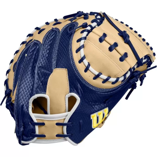 imageWilson Winter 2024 A2000 SA34SS 34quot Baseball Catchers Mitt  NavyBlonde Right Hand Throw