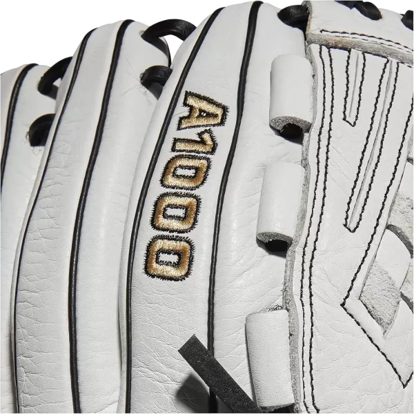 imageWilson 2022 A1000 V125 125quot Fastpitch Outfield Glove  Left Hand Throw BlackWhite Metallic Gold